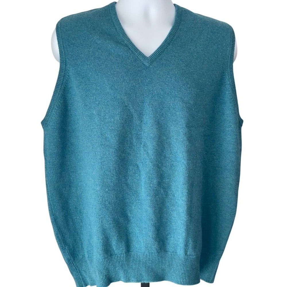 Ben Silver William Lockie Lambswool Sweater Vest XL Blue Made Scotland